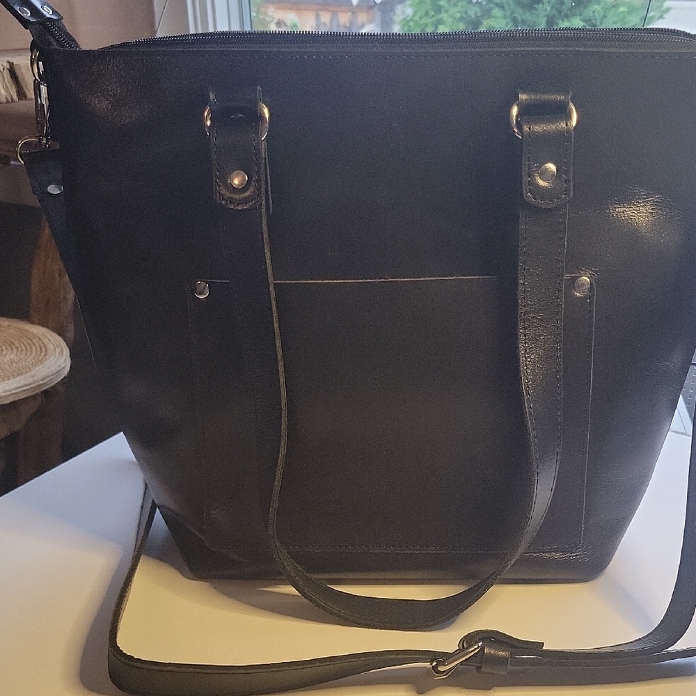 Black Leather Tote Bag